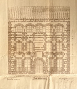 Proyecto de vivienda en el Arrabal de Ávila (fachada principal)Leopoldo Torres Balbás. 19 abril 1920, Fotografía de la fachada principal, 1921